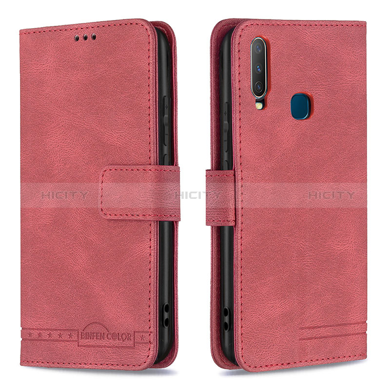 Custodia Portafoglio In Pelle Cover con Supporto B05F per Vivo Y3s Rosso