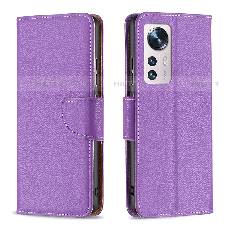 Custodia Portafoglio In Pelle Cover con Supporto B05F per Xiaomi Mi 12 Pro 5G Viola