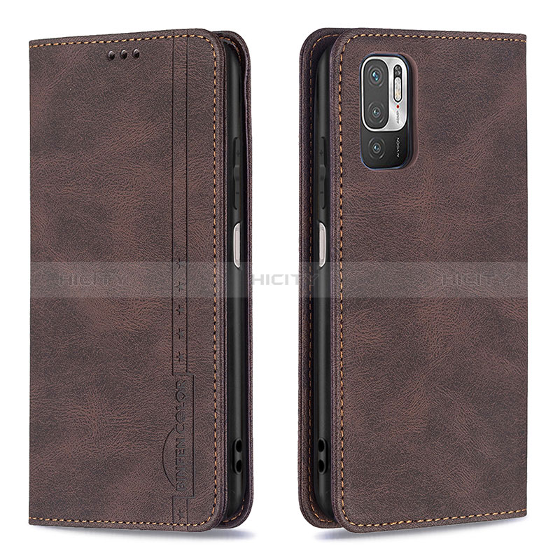 Custodia Portafoglio In Pelle Cover con Supporto B05F per Xiaomi Redmi Note 10T 5G Marrone