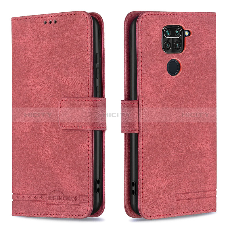 Custodia Portafoglio In Pelle Cover con Supporto B05F per Xiaomi Redmi Note 9 Rosso