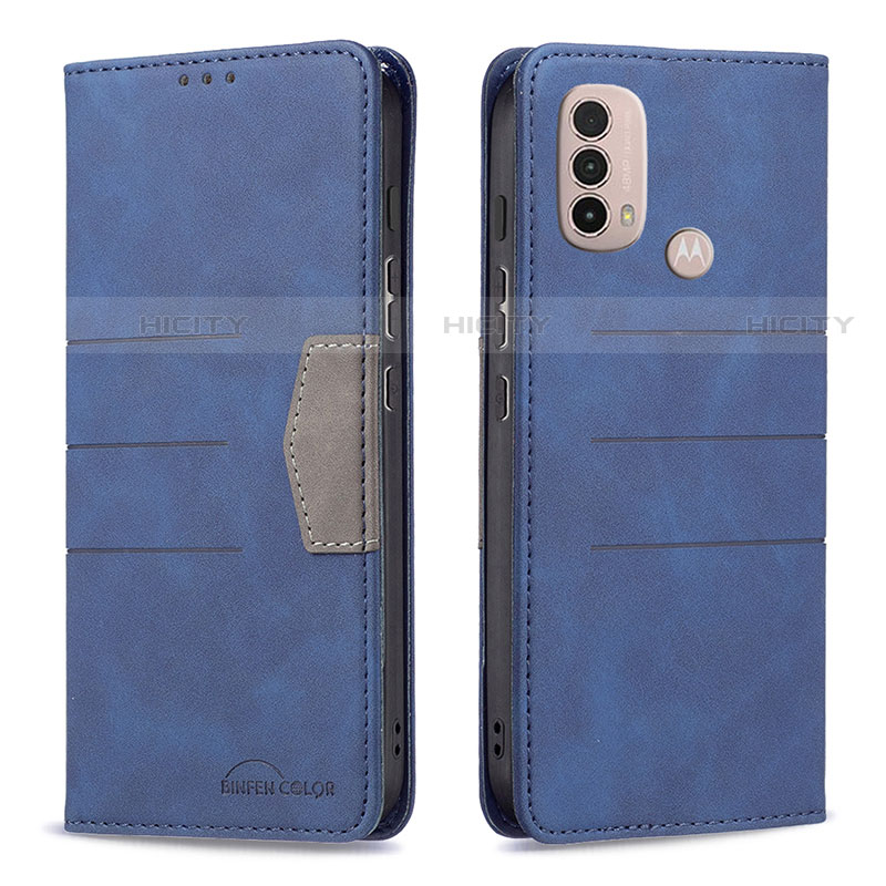 Custodia Portafoglio In Pelle Cover con Supporto B06F per Motorola Moto E30 Blu