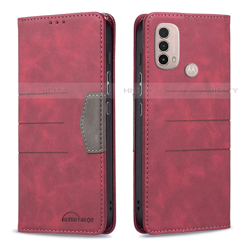 Custodia Portafoglio In Pelle Cover con Supporto B06F per Motorola Moto E30 Rosso