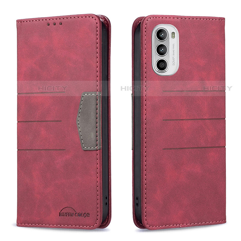 Custodia Portafoglio In Pelle Cover con Supporto B06F per Motorola Moto Edge (2022) 5G Rosso