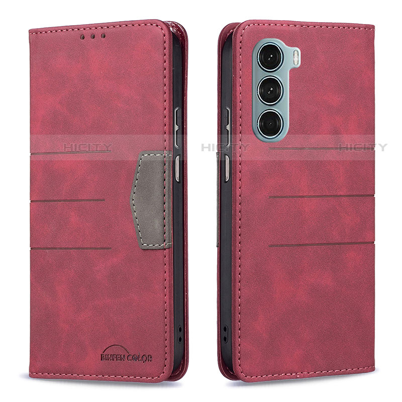 Custodia Portafoglio In Pelle Cover con Supporto B06F per Motorola Moto Edge S30 5G Rosso