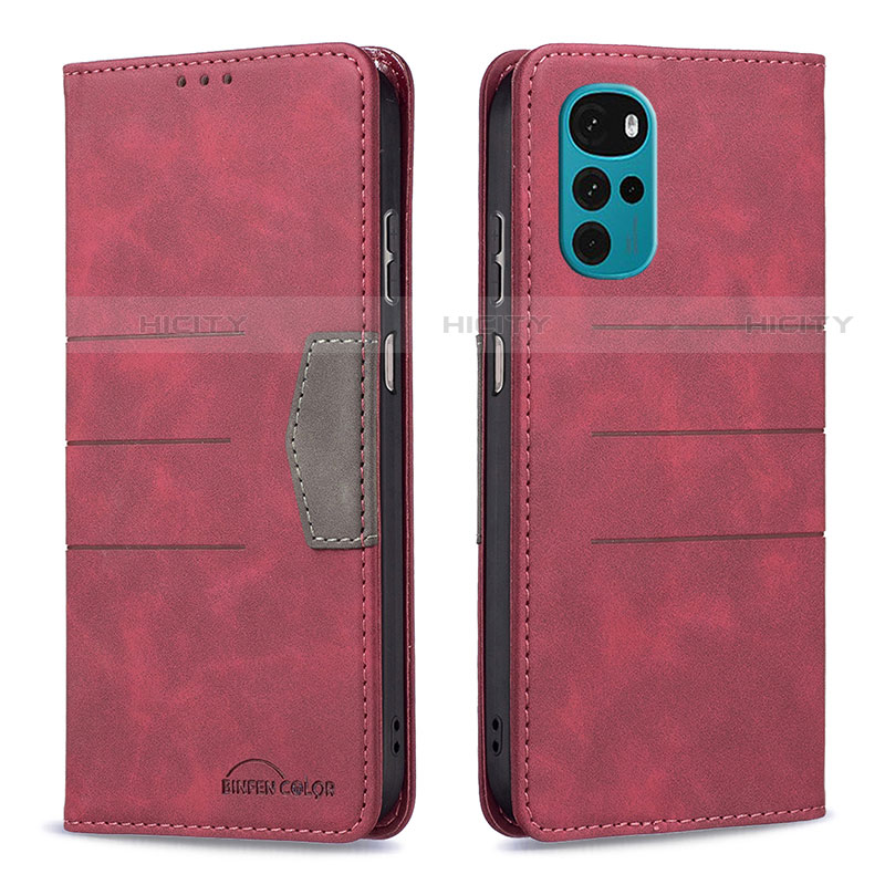 Custodia Portafoglio In Pelle Cover con Supporto B06F per Motorola Moto G22 Rosso