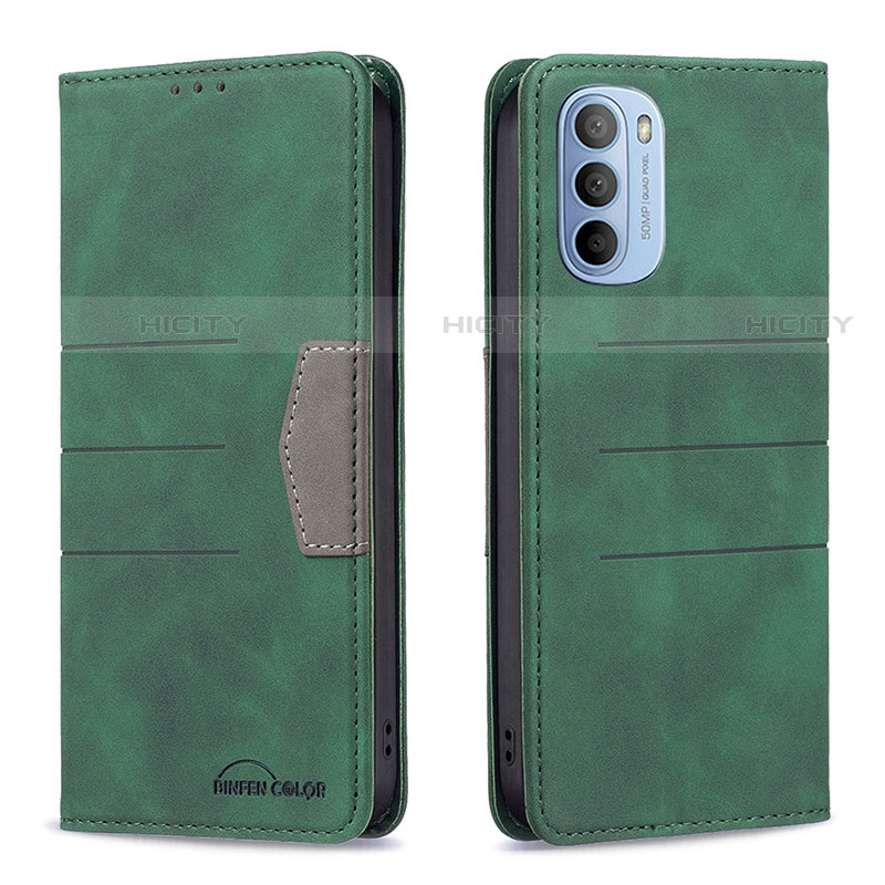 Custodia Portafoglio In Pelle Cover con Supporto B06F per Motorola Moto G41 Verde