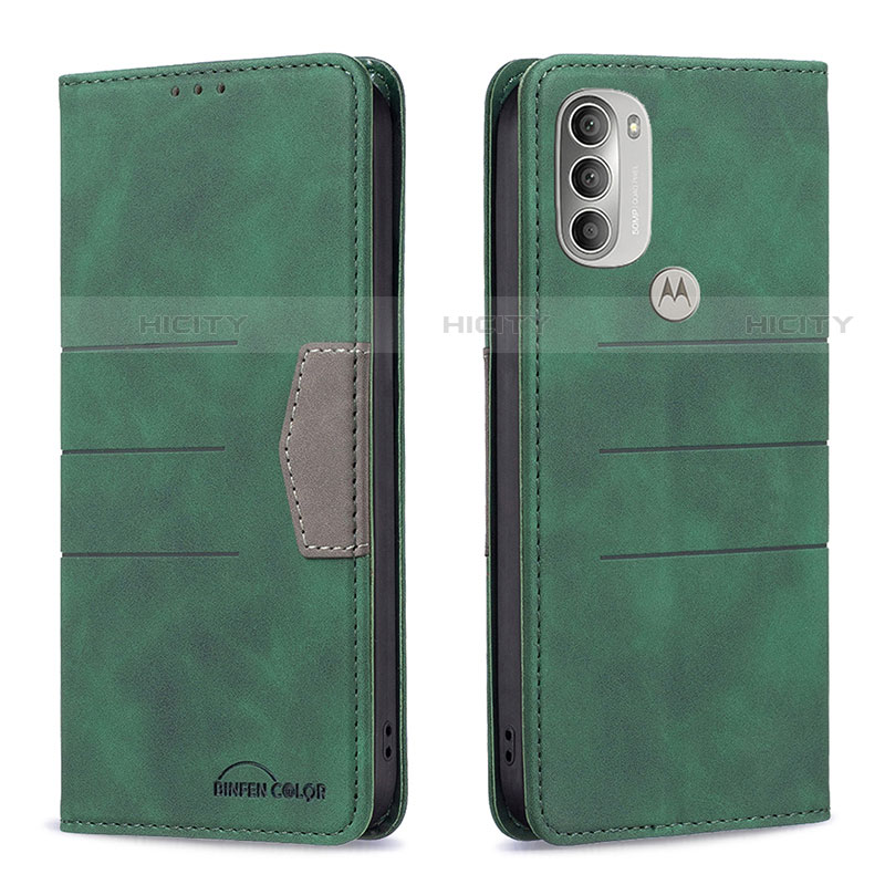 Custodia Portafoglio In Pelle Cover con Supporto B06F per Motorola Moto G51 5G Verde