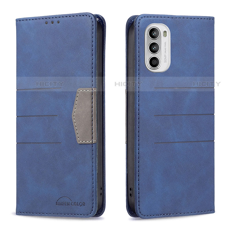 Custodia Portafoglio In Pelle Cover con Supporto B06F per Motorola Moto G71s 5G Blu