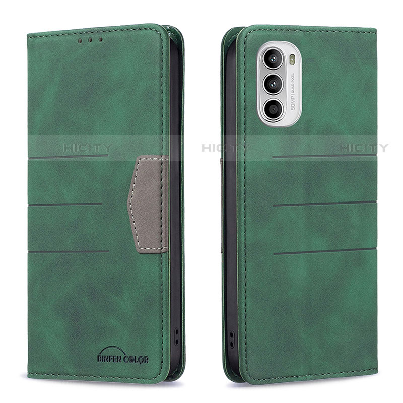 Custodia Portafoglio In Pelle Cover con Supporto B06F per Motorola Moto G71s 5G Verde