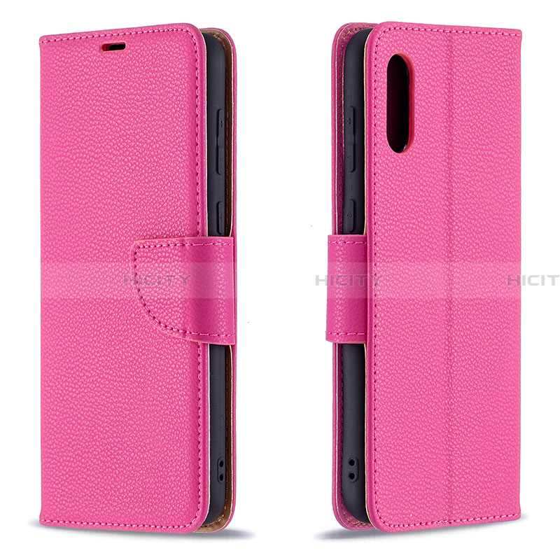Custodia Portafoglio In Pelle Cover con Supporto B06F per Samsung Galaxy A02 Rosa Caldo
