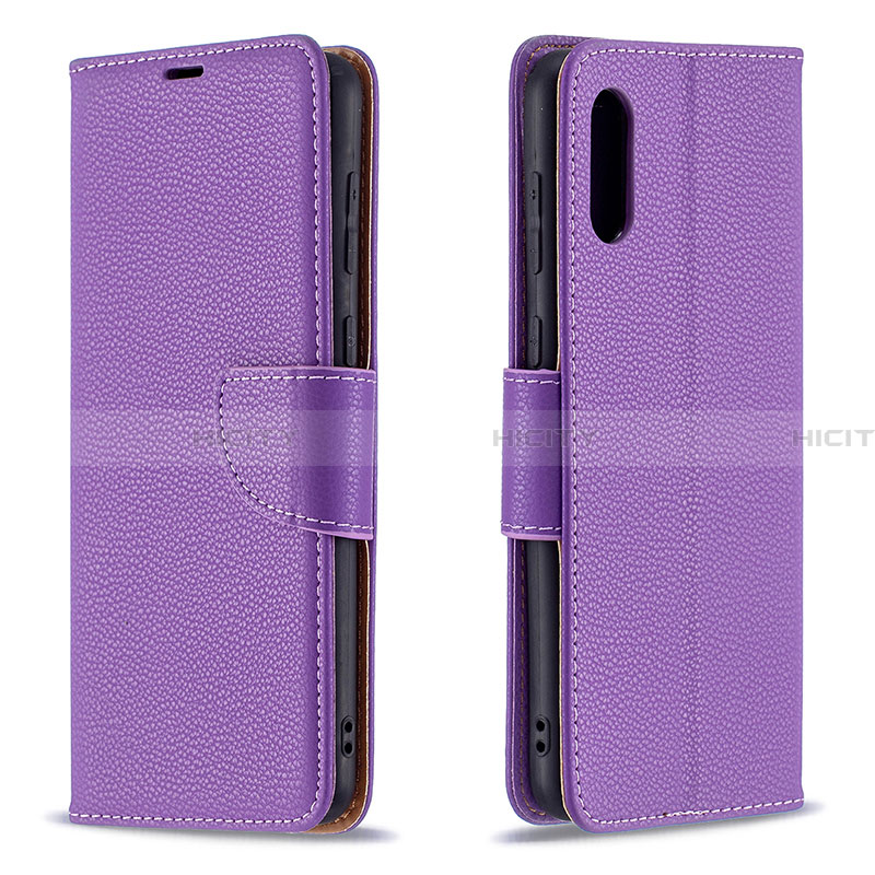 Custodia Portafoglio In Pelle Cover con Supporto B06F per Samsung Galaxy A02 Viola
