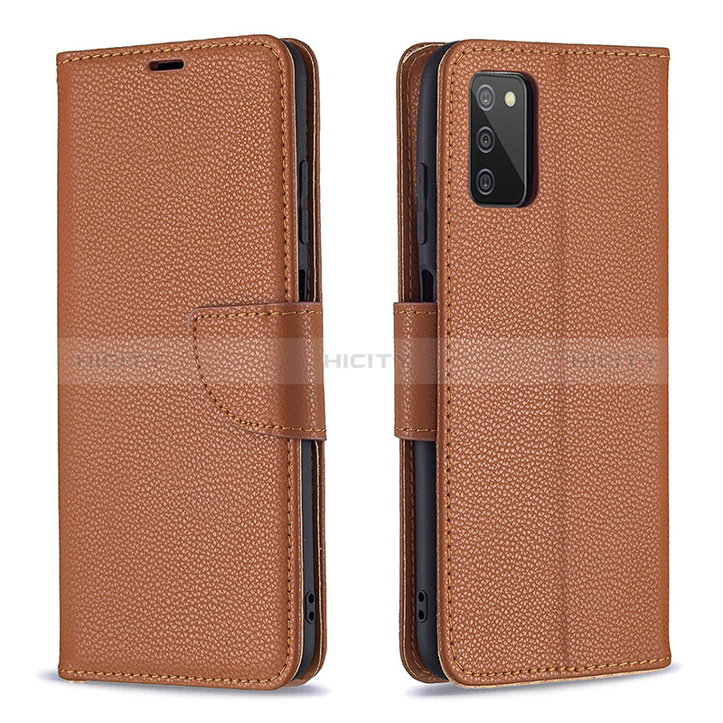 Custodia Portafoglio In Pelle Cover con Supporto B06F per Samsung Galaxy A02s Marrone