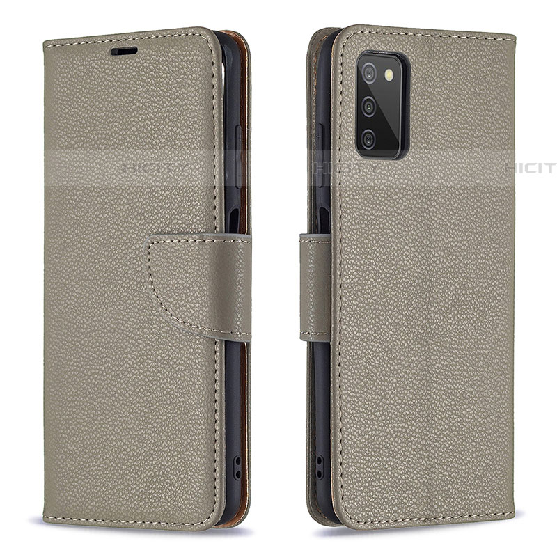 Custodia Portafoglio In Pelle Cover con Supporto B06F per Samsung Galaxy A03s Grigio