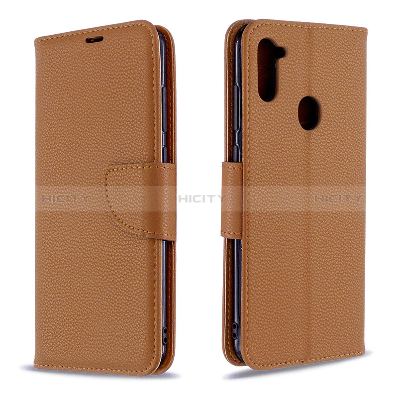 Custodia Portafoglio In Pelle Cover con Supporto B06F per Samsung Galaxy A11 Marrone