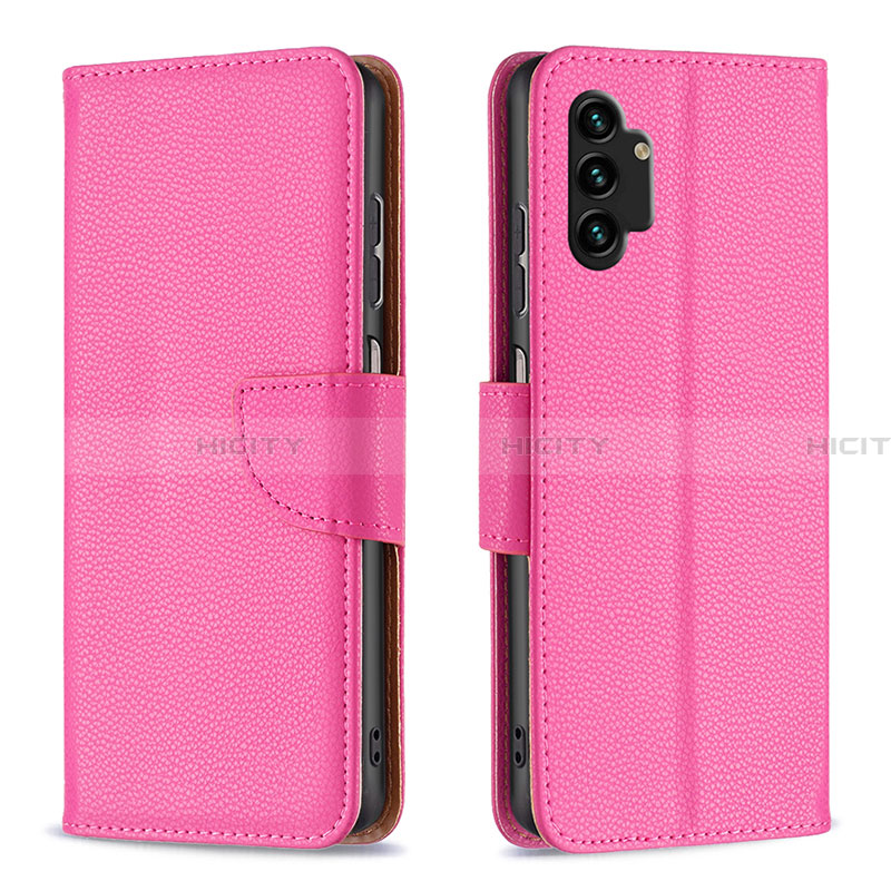Custodia Portafoglio In Pelle Cover con Supporto B06F per Samsung Galaxy A13 4G Rosa Caldo