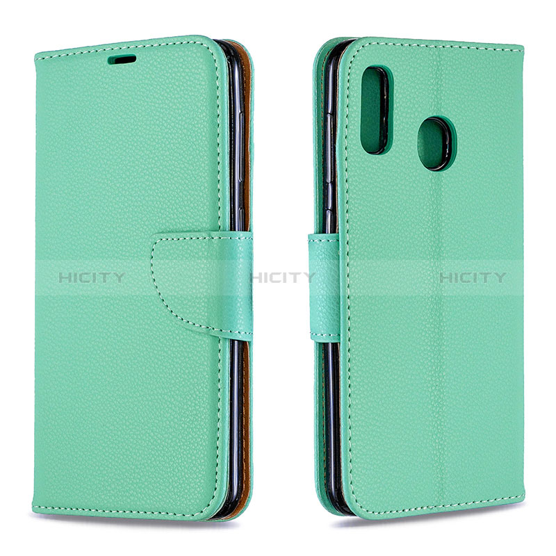 Custodia Portafoglio In Pelle Cover con Supporto B06F per Samsung Galaxy A20 Verde