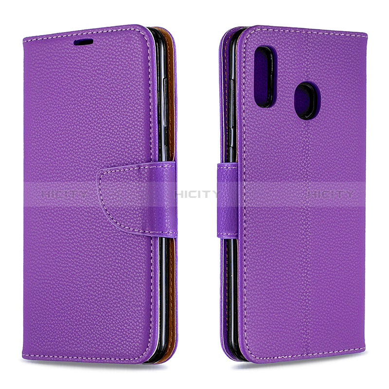 Custodia Portafoglio In Pelle Cover con Supporto B06F per Samsung Galaxy A20 Viola