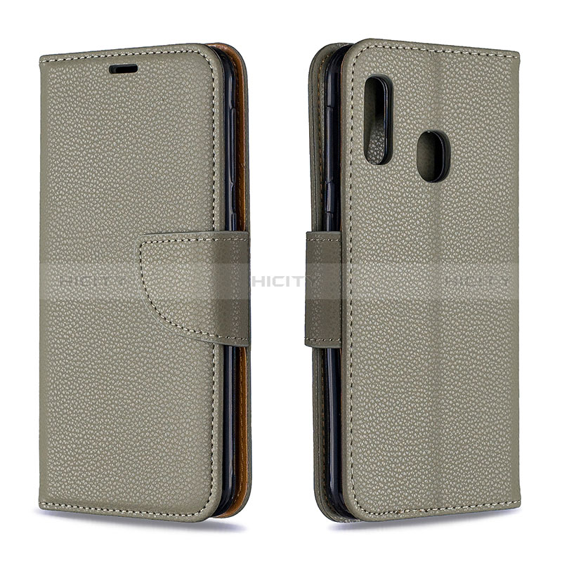 Custodia Portafoglio In Pelle Cover con Supporto B06F per Samsung Galaxy A20e Grigio