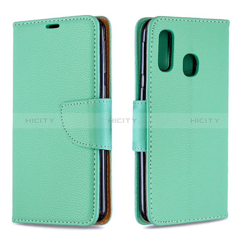 Custodia Portafoglio In Pelle Cover con Supporto B06F per Samsung Galaxy A40 Verde