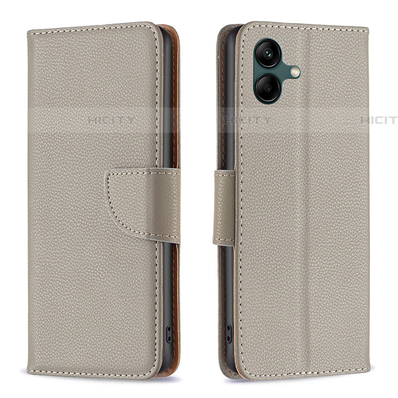 Custodia Portafoglio In Pelle Cover con Supporto B06F per Samsung Galaxy F04 Grigio