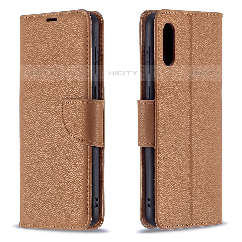 Custodia Portafoglio In Pelle Cover con Supporto B06F per Samsung Galaxy M02 Marrone