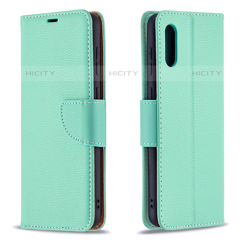 Custodia Portafoglio In Pelle Cover con Supporto B06F per Samsung Galaxy M02 Verde