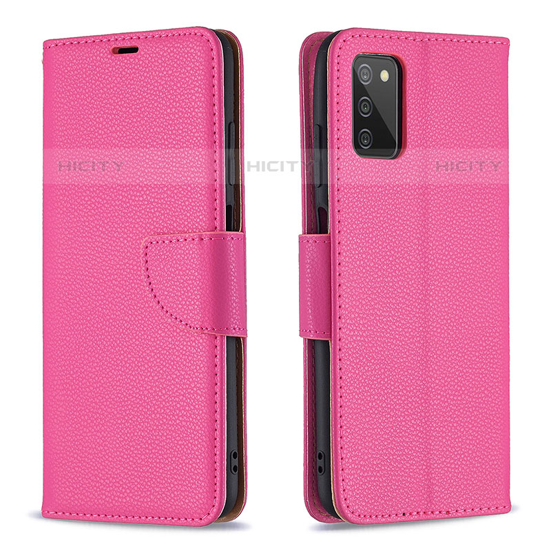Custodia Portafoglio In Pelle Cover con Supporto B06F per Samsung Galaxy M02s Rosa Caldo