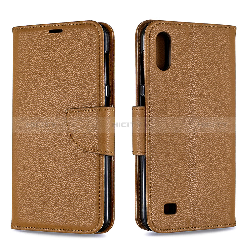 Custodia Portafoglio In Pelle Cover con Supporto B06F per Samsung Galaxy M10 Marrone