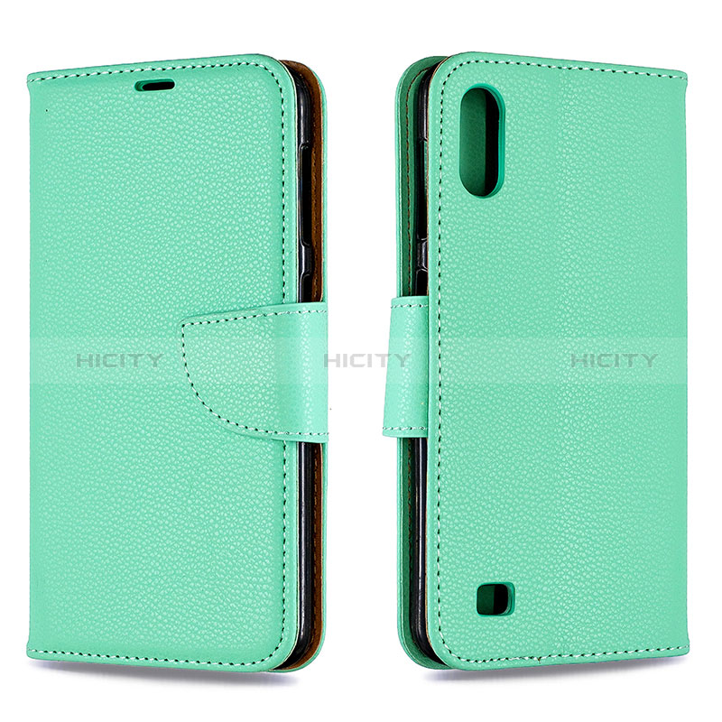 Custodia Portafoglio In Pelle Cover con Supporto B06F per Samsung Galaxy M10 Verde