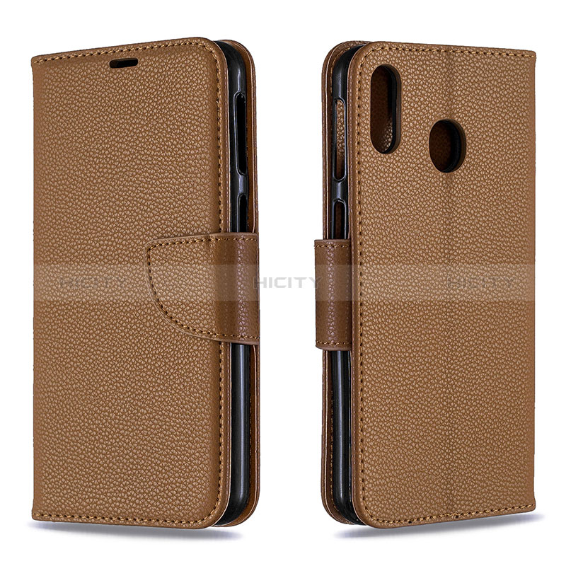 Custodia Portafoglio In Pelle Cover con Supporto B06F per Samsung Galaxy M20 Marrone