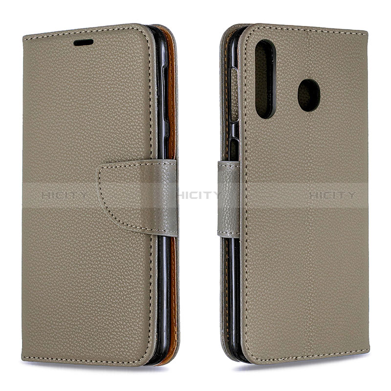 Custodia Portafoglio In Pelle Cover con Supporto B06F per Samsung Galaxy M30 Grigio