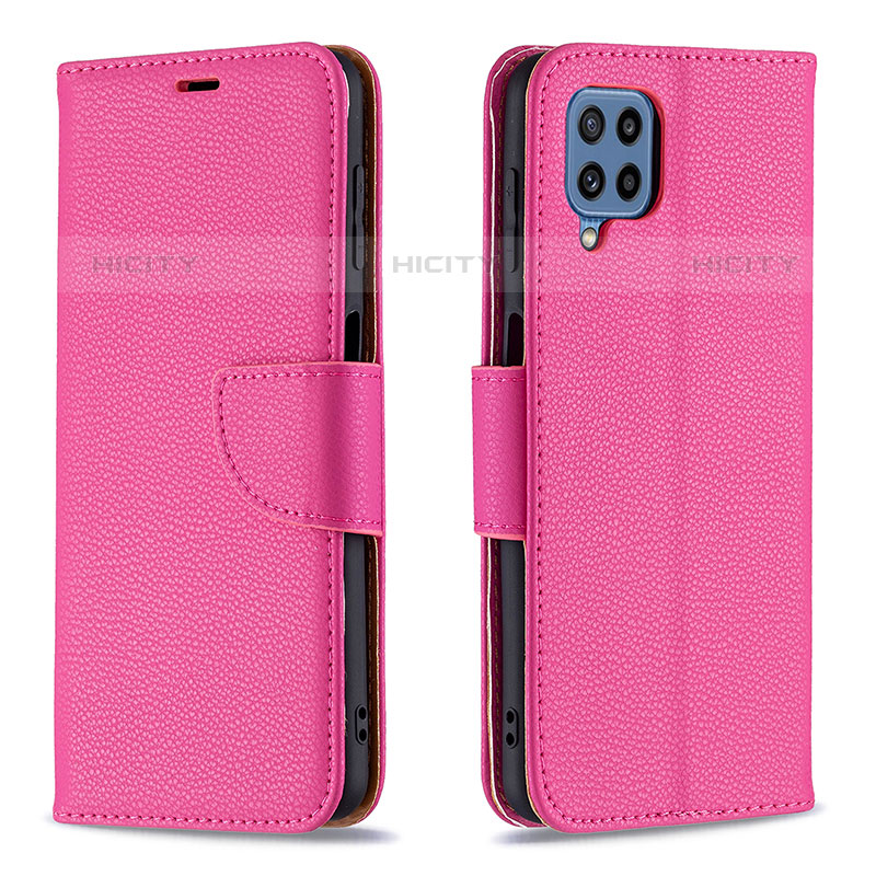 Custodia Portafoglio In Pelle Cover con Supporto B06F per Samsung Galaxy M32 4G Rosa Caldo