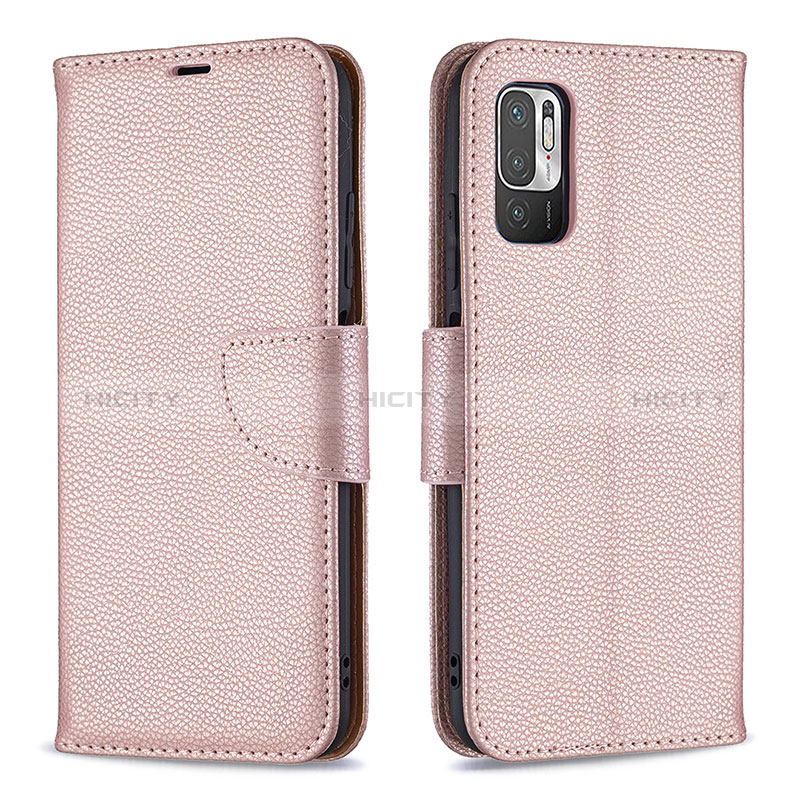 Custodia Portafoglio In Pelle Cover con Supporto B06F per Xiaomi POCO M3 Pro 5G Oro Rosa