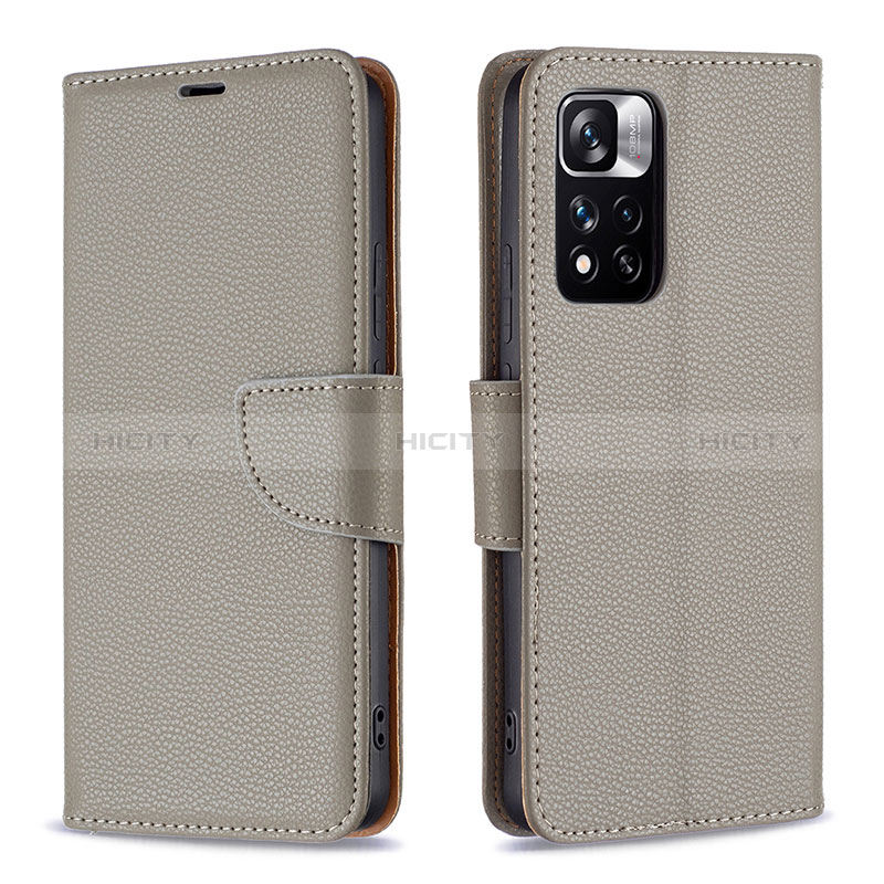 Custodia Portafoglio In Pelle Cover con Supporto B06F per Xiaomi Poco X4 NFC Grigio