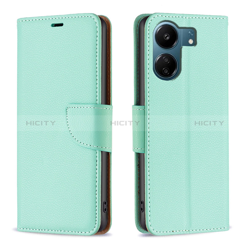 Custodia Portafoglio In Pelle Cover con Supporto B06F per Xiaomi Redmi 13C Verde