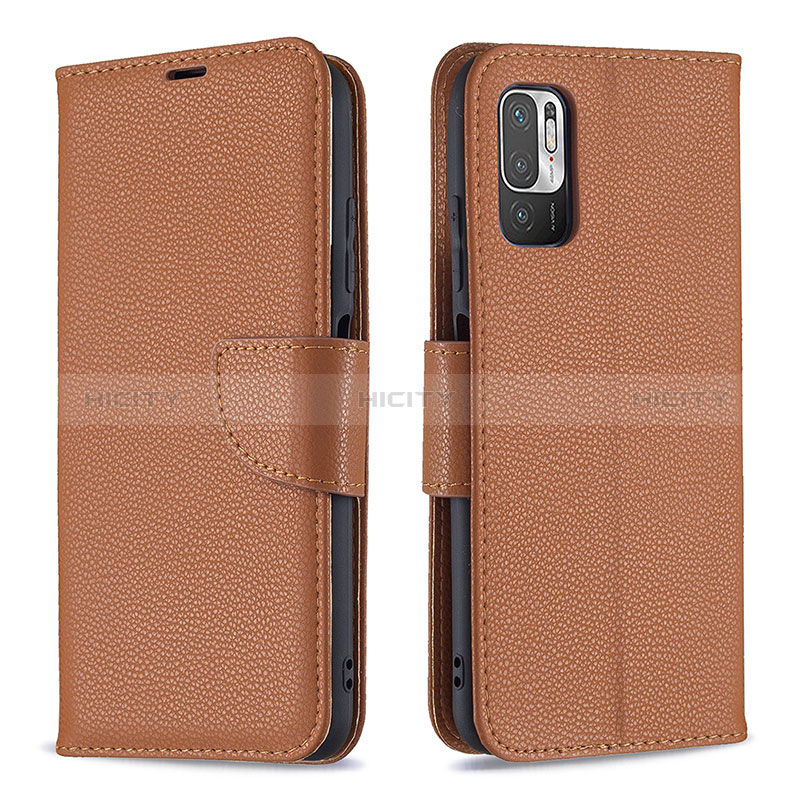 Custodia Portafoglio In Pelle Cover con Supporto B06F per Xiaomi Redmi Note 10 5G Marrone