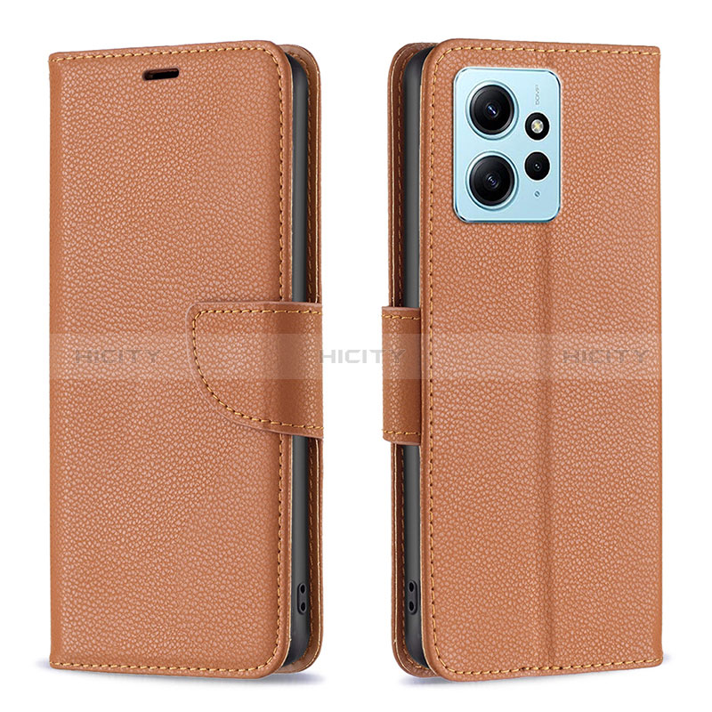 Custodia Portafoglio In Pelle Cover con Supporto B06F per Xiaomi Redmi Note 12 4G Marrone