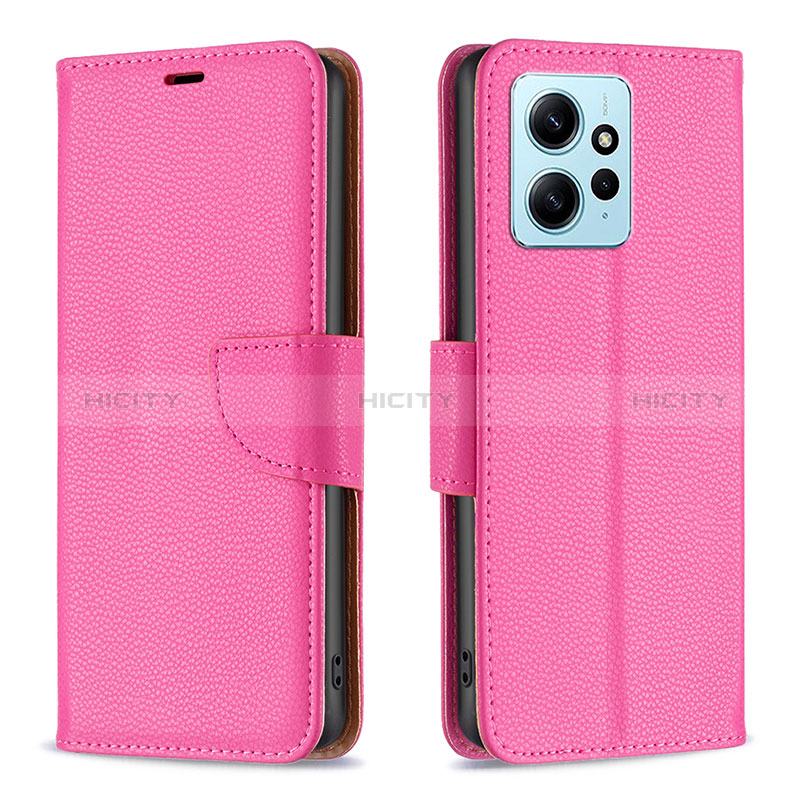 Custodia Portafoglio In Pelle Cover con Supporto B06F per Xiaomi Redmi Note 12 4G Rosa Caldo