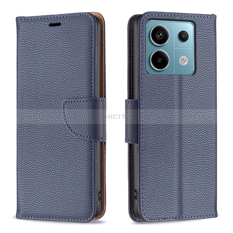 Custodia Portafoglio In Pelle Cover con Supporto B06F per Xiaomi Redmi Note 13 Pro 5G Blu