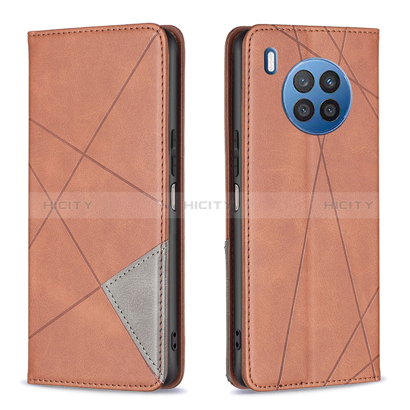 Custodia Portafoglio In Pelle Cover con Supporto B07F per Huawei Honor 50 Lite Marrone