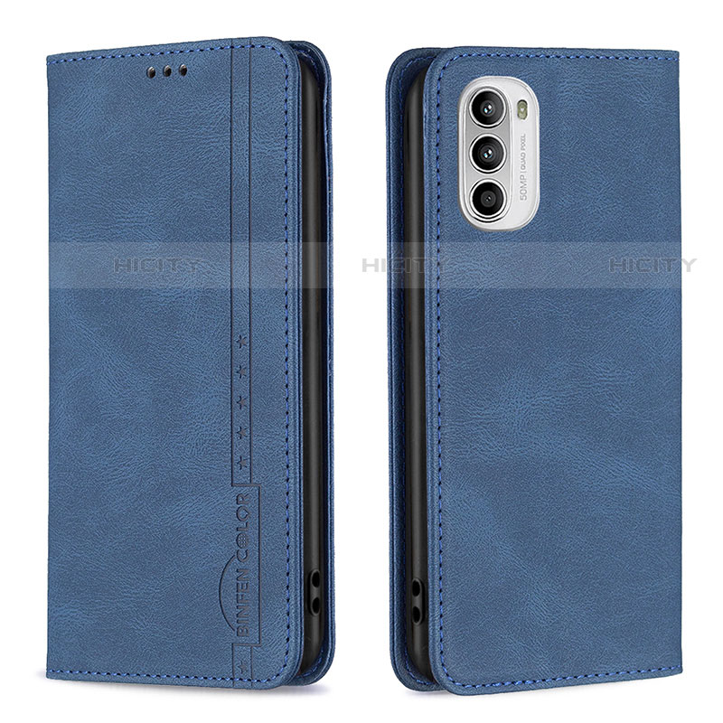 Custodia Portafoglio In Pelle Cover con Supporto B07F per Motorola Moto Edge (2022) 5G Blu