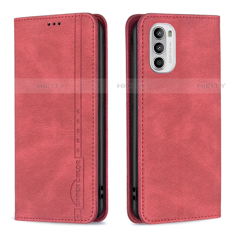 Custodia Portafoglio In Pelle Cover con Supporto B07F per Motorola Moto Edge (2022) 5G Rosso