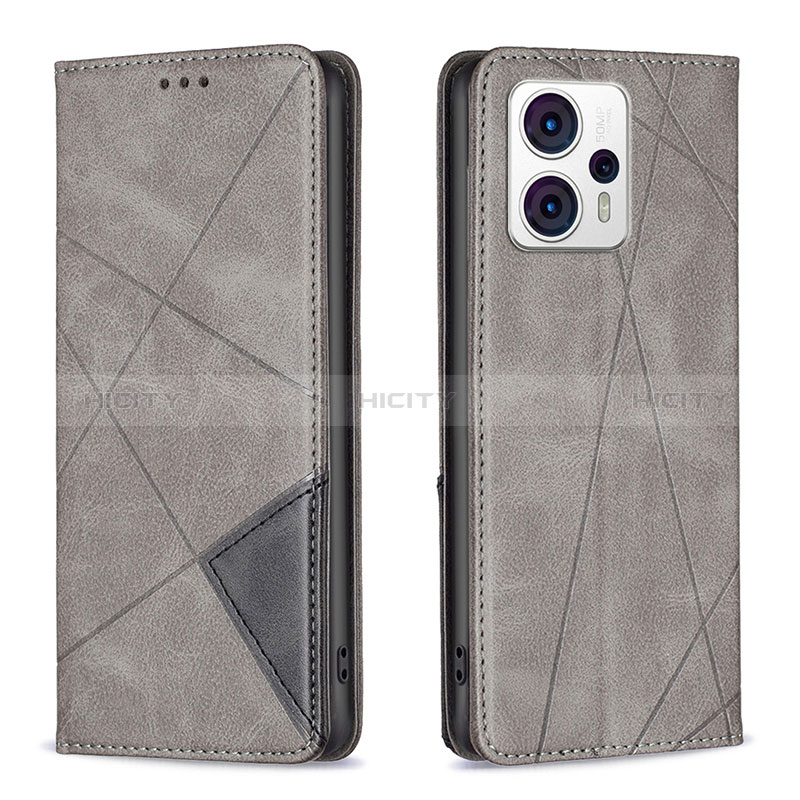 Custodia Portafoglio In Pelle Cover con Supporto B07F per Motorola Moto G13 Grigio