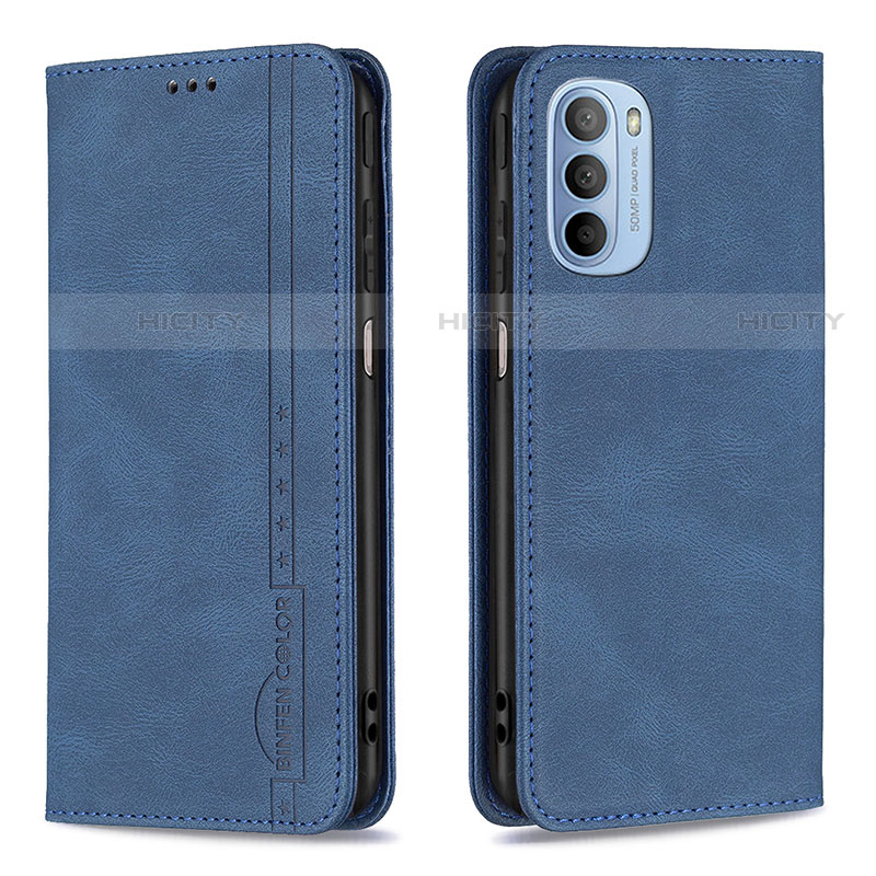 Custodia Portafoglio In Pelle Cover con Supporto B07F per Motorola Moto G31 Blu