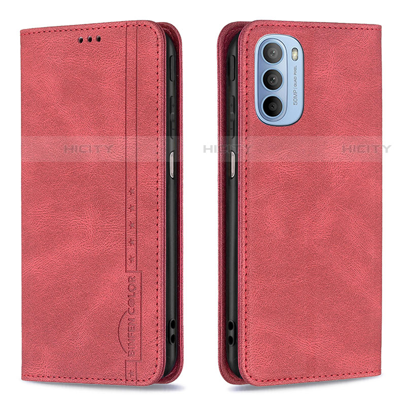 Custodia Portafoglio In Pelle Cover con Supporto B07F per Motorola Moto G31 Rosso