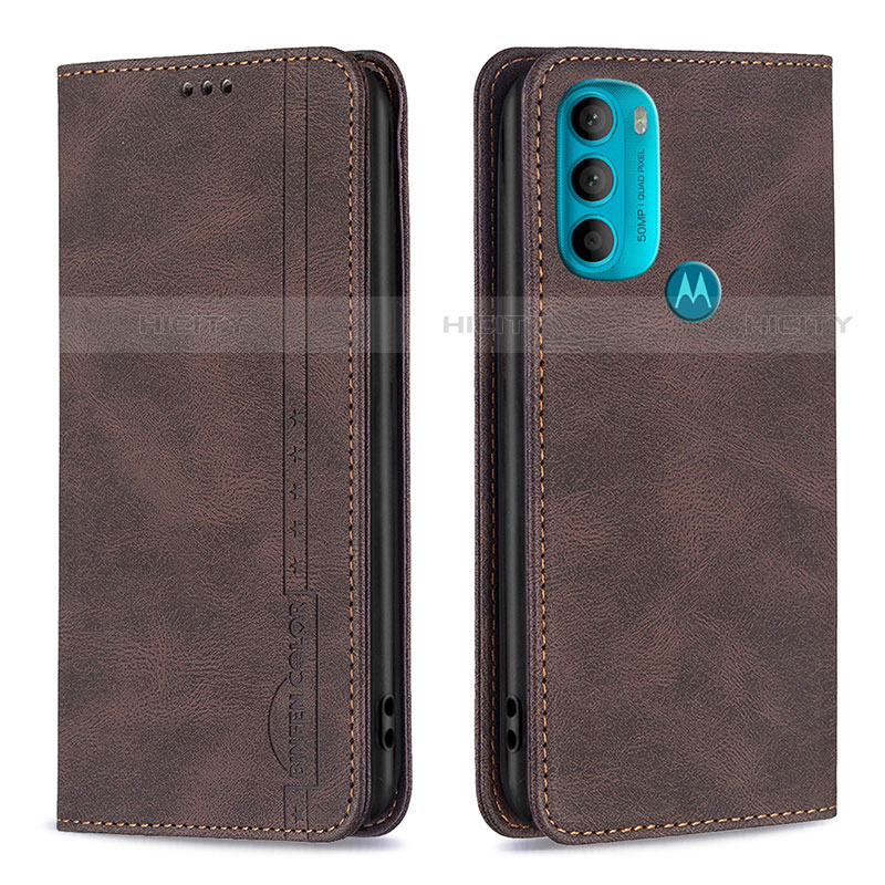 Custodia Portafoglio In Pelle Cover con Supporto B07F per Motorola Moto G71 5G Marrone