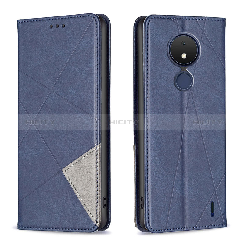 Custodia Portafoglio In Pelle Cover con Supporto B07F per Nokia C21 Blu