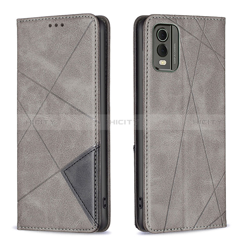 Custodia Portafoglio In Pelle Cover con Supporto B07F per Nokia C32 Grigio