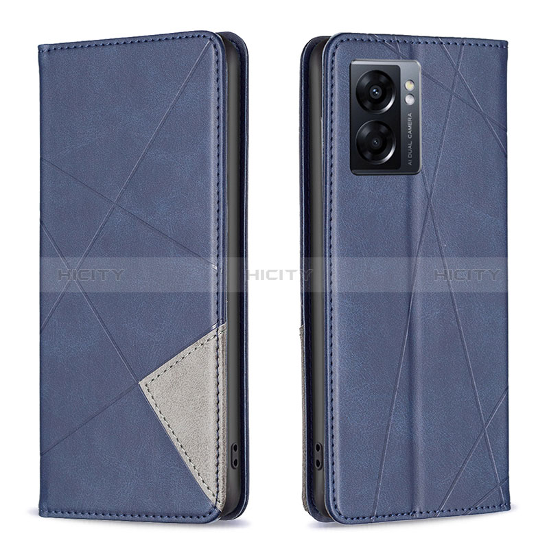 Custodia Portafoglio In Pelle Cover con Supporto B07F per Oppo A56S 5G Blu