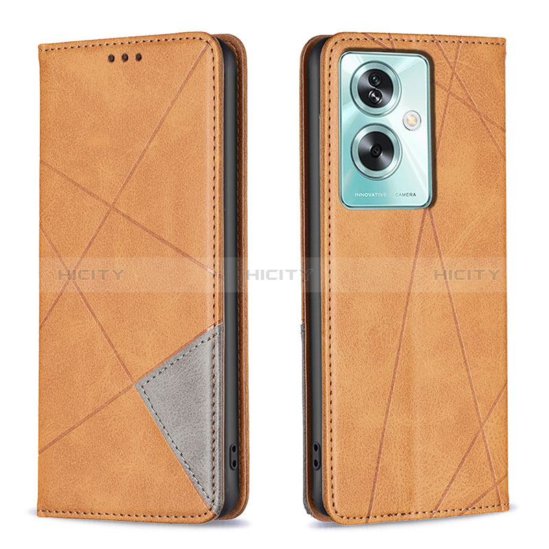 Custodia Portafoglio In Pelle Cover con Supporto B07F per Oppo A79 5G Marrone Chiaro